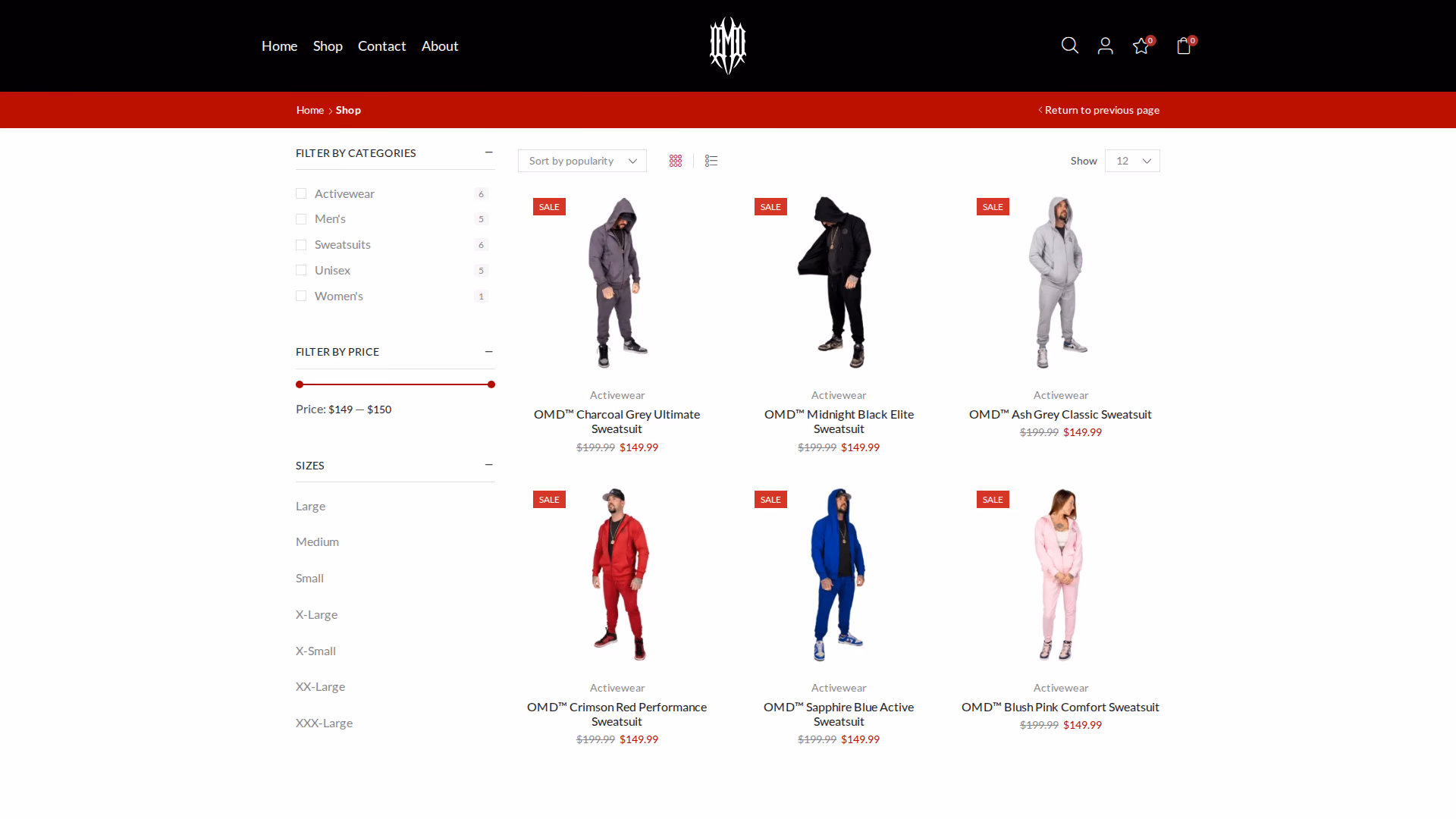 OMD™ Outfits shop page (desktop)